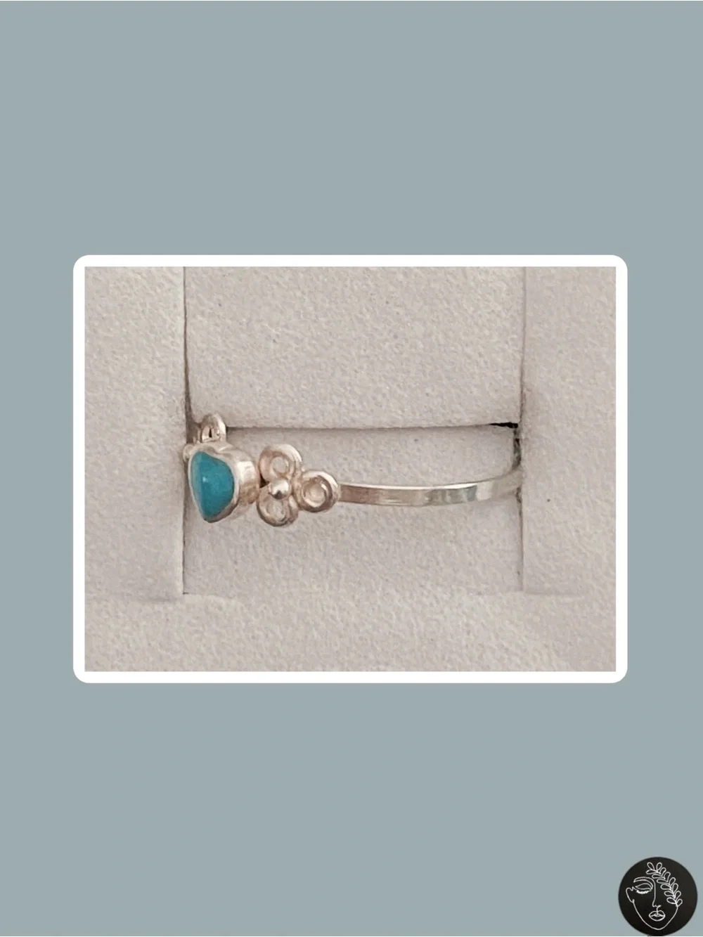 VTG NWT 925 Sterling Silver Navajo Turquoise Heart Ring Sz 6 0.56g